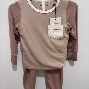 Cozy Beige and Cream Kids Pajama Set